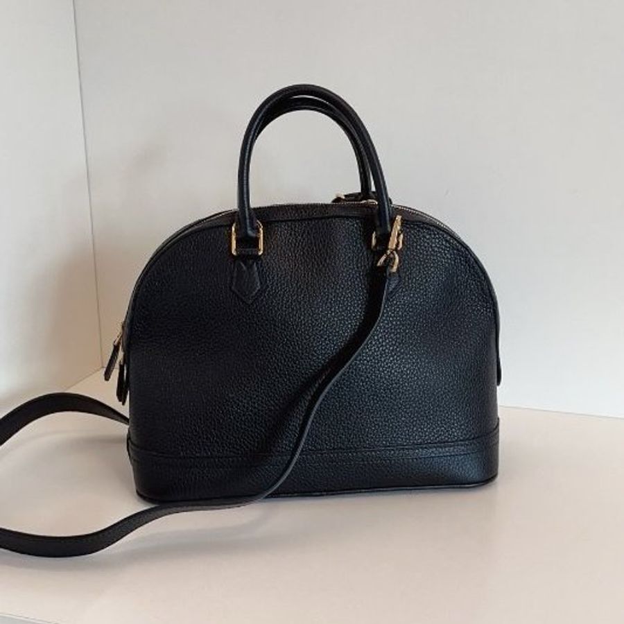 路易威登/Louis Vuitton 全皮黑金荔枝皮 Alma BB 手提包-1