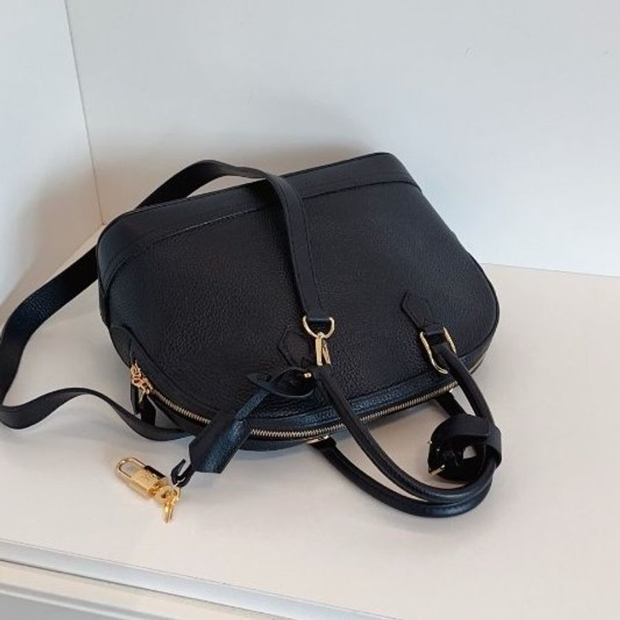 路易威登/Louis Vuitton 全皮黑金荔枝皮 Alma BB 手提包-4