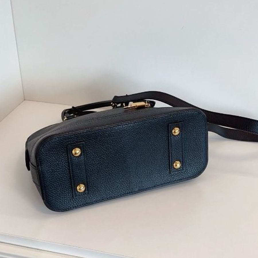 路易威登/Louis Vuitton 全皮黑金荔枝皮 Alma BB 手提包-5