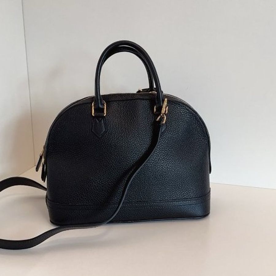 路易威登/Louis Vuitton 全皮黑金荔枝皮 Alma BB 手提包-7