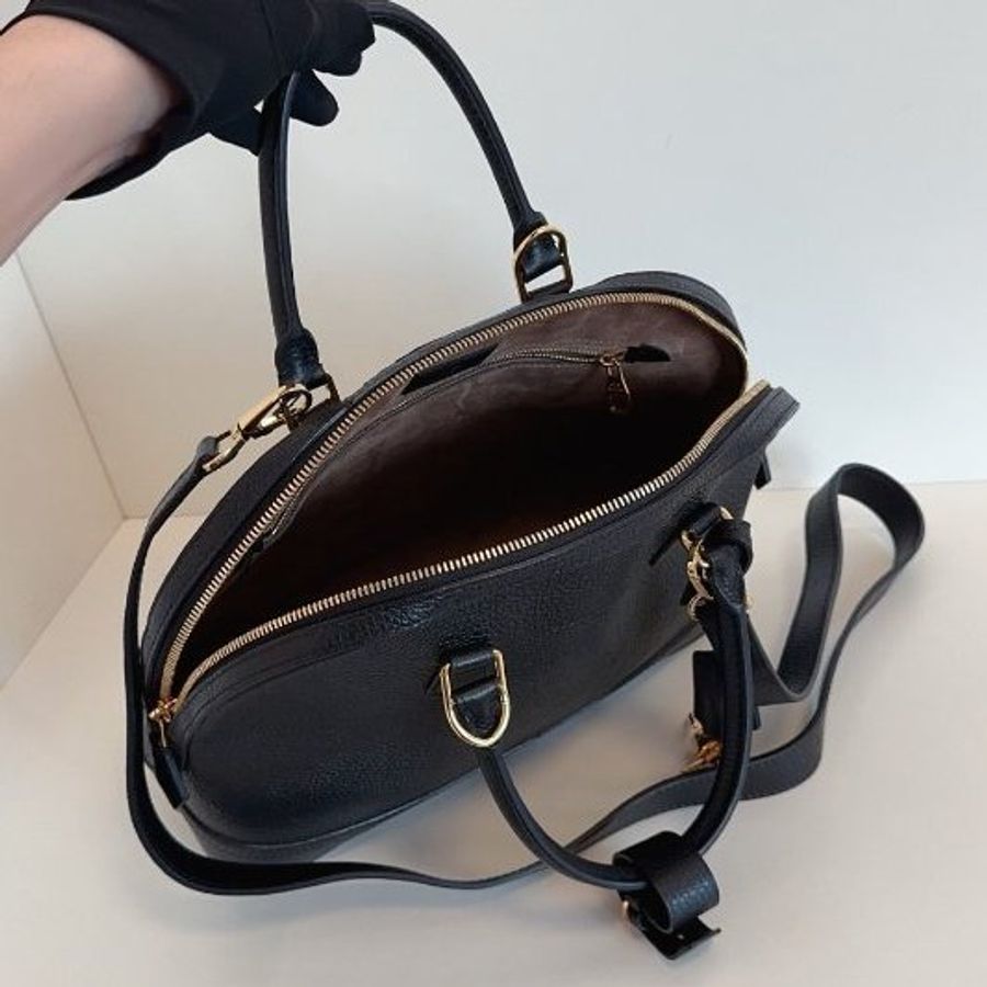 路易威登/Louis Vuitton 全皮黑金荔枝皮 Alma BB 手提包-9