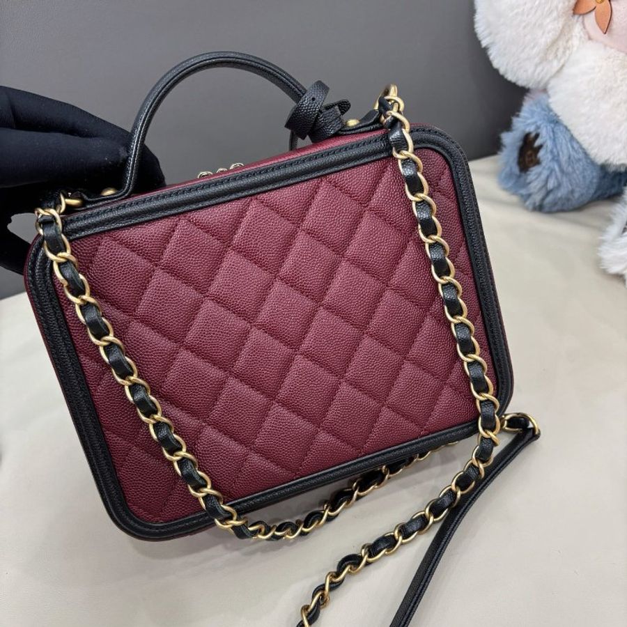 近新品 香奈兒/Chanel 紅黑拼色Vanity Case中號相機包-1