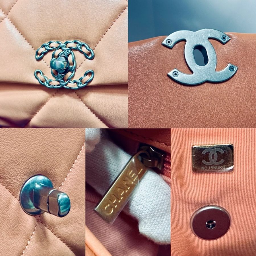 全新 CHANEL 成色基本全新 粉金19bag小號肩背斜背包26*16*7.5 配件塵袋-5