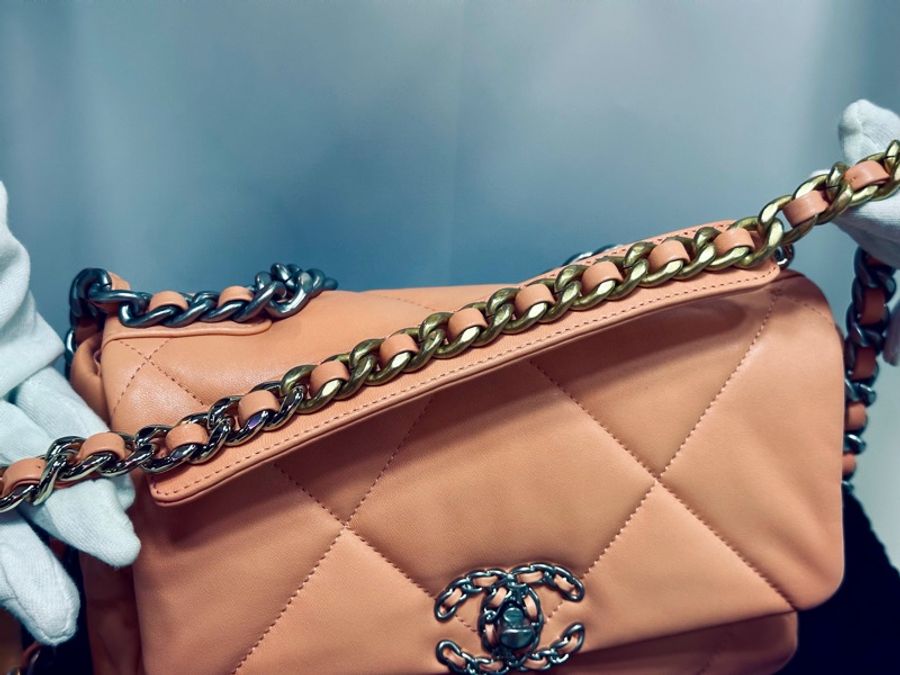 全新 CHANEL 成色基本全新 粉金19bag小號肩背斜背包26*16*7.5 配件塵袋-6