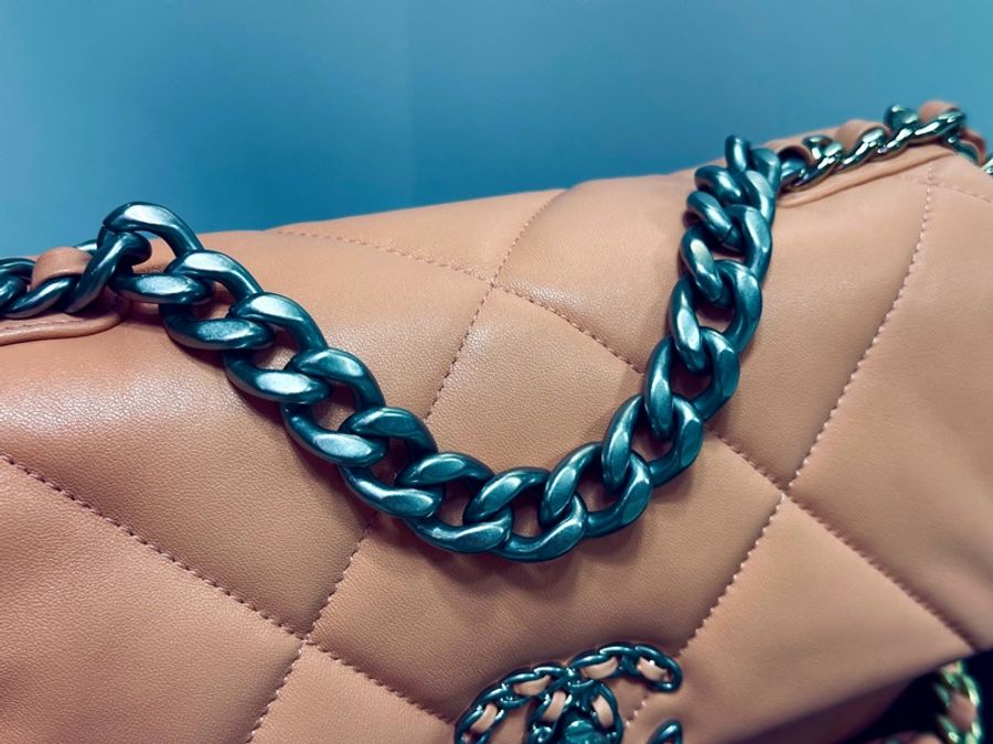 全新 CHANEL 成色基本全新 粉金19bag小號肩背斜背包26*16*7.5 配件塵袋-25