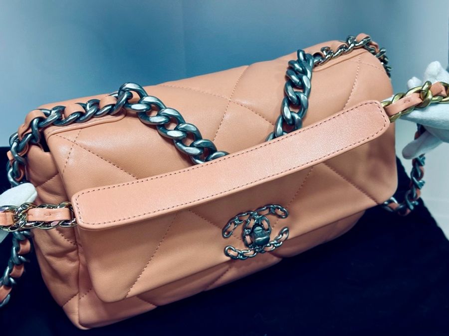 全新 CHANEL 成色基本全新 粉金19bag小號肩背斜背包26*16*7.5 配件塵袋-26