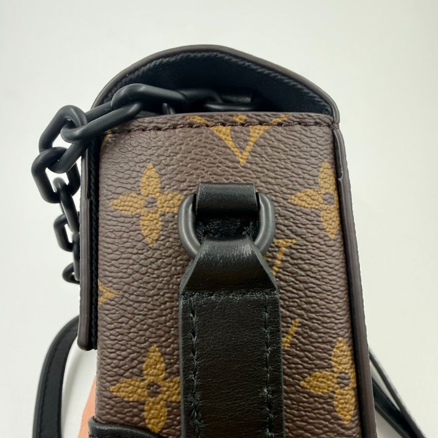 Louis Vuitton -原花拚黑色牛皮Steamer插釦斜背包-19