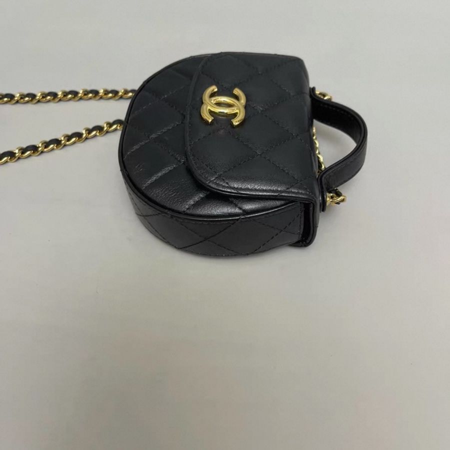 Chanel香奈兒 黑金全皮mini元寶包 芯片-3