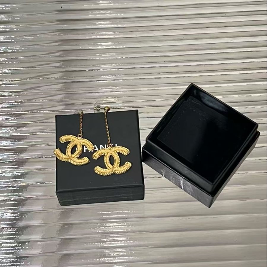 Chanel/香奈兒13C金色雙C麥穗鏈條耳墜-0