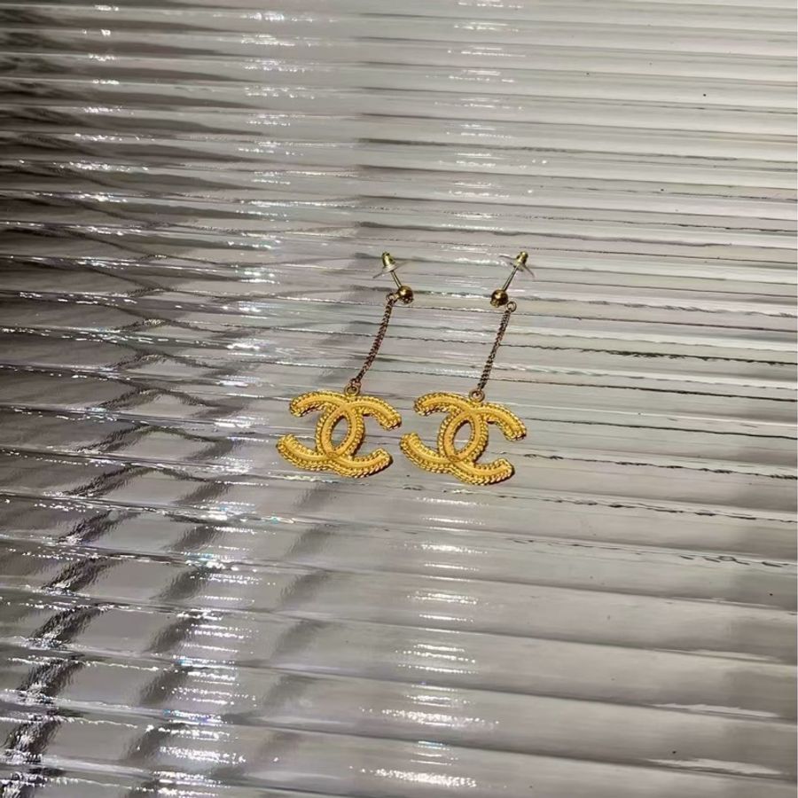 Chanel/香奈兒13C金色雙C麥穗鏈條耳墜-2