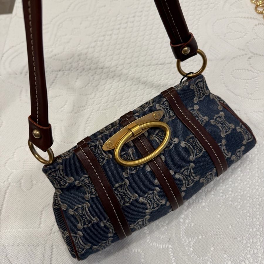 celine 牛仔 中古 凱旋門 denim 丹寧 hobo 手提包 腋下包-2