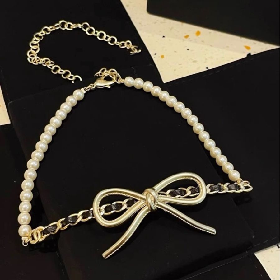 【99.9新✨ 全網最低價!】稀有 CHANEL 香奈兒 22年款 金屬蝴蝶結珍珠拼接 choker 項鍊(原價$12000港幣)-4