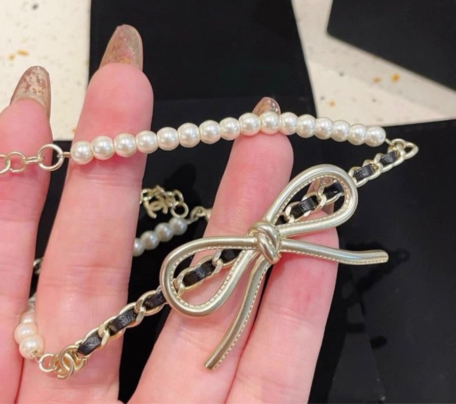 【99.9新✨ 全網最低價!】稀有 CHANEL 香奈兒 22年款 金屬蝴蝶結珍珠拼接 choker 項鍊(原價$12000港幣)-6
