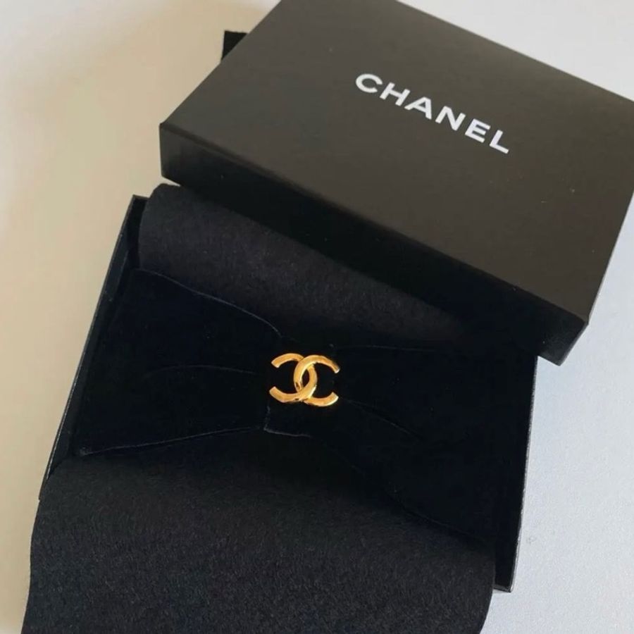 CHANEL 經典復古絨布髮夾 老香/vintage/Jennie-6