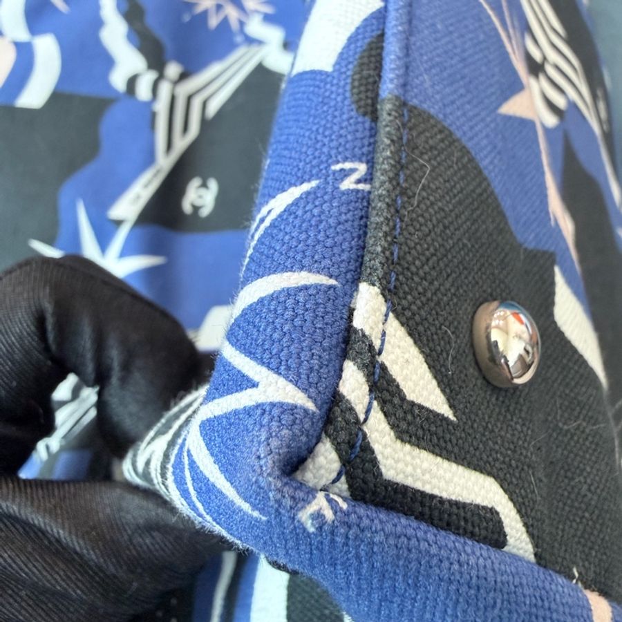 Chanel✨2019C 牛仔布郵輪塗鴉沙灘包購物包托特包 27開-16