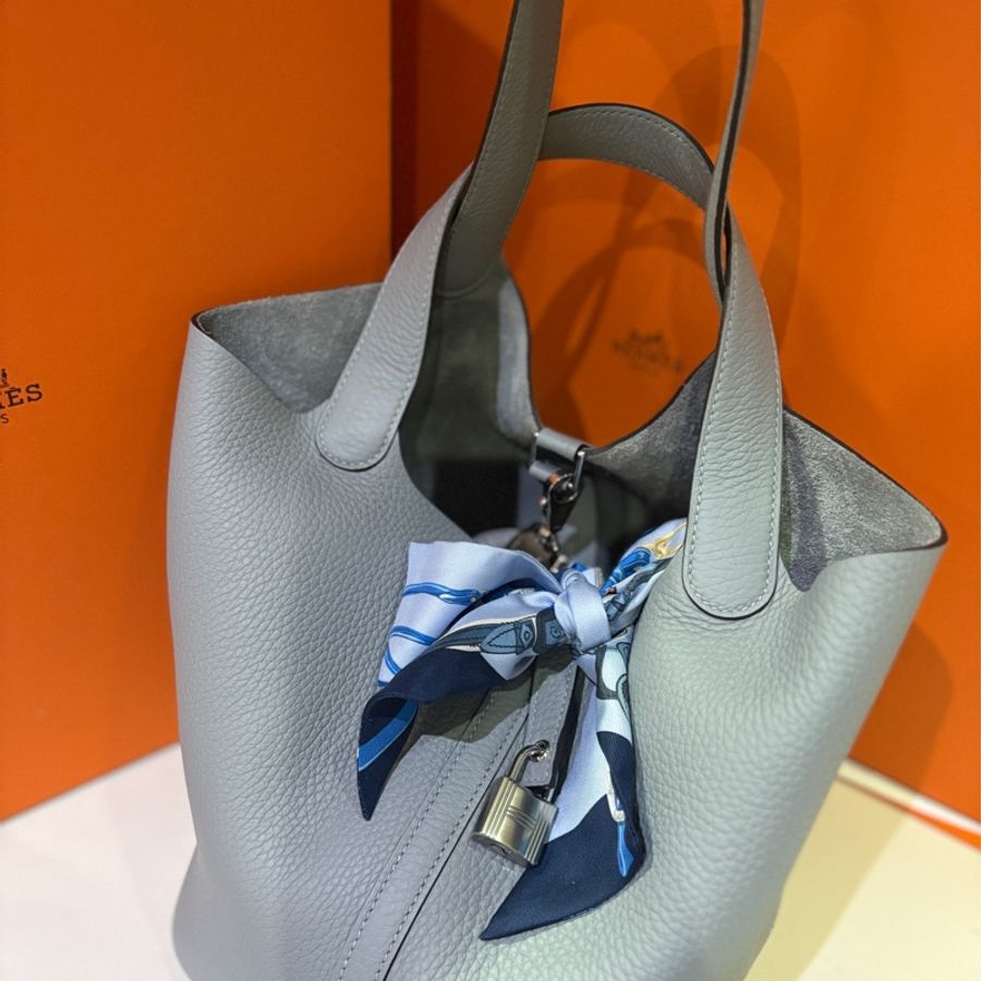 Hermes Gris pantin Picotin 18 PM-8