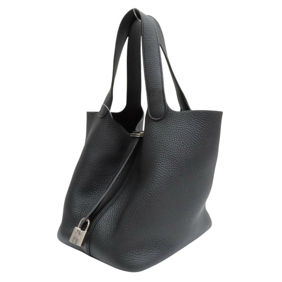 黑色 Taurillon牛皮 Picotin Lock 22 手提包 U刻 銀扣【HERMES 愛馬仕】 H060991CK-2