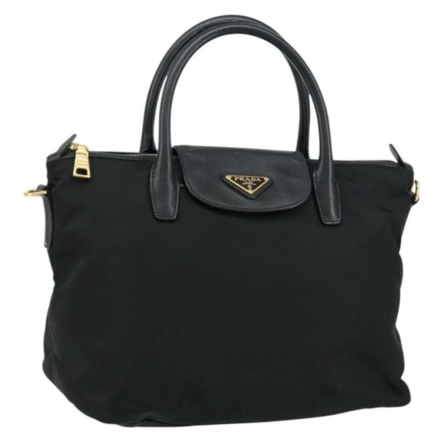 【日本直送】PRADA 尼龍手提包 黑色 金色 正品 148636-0