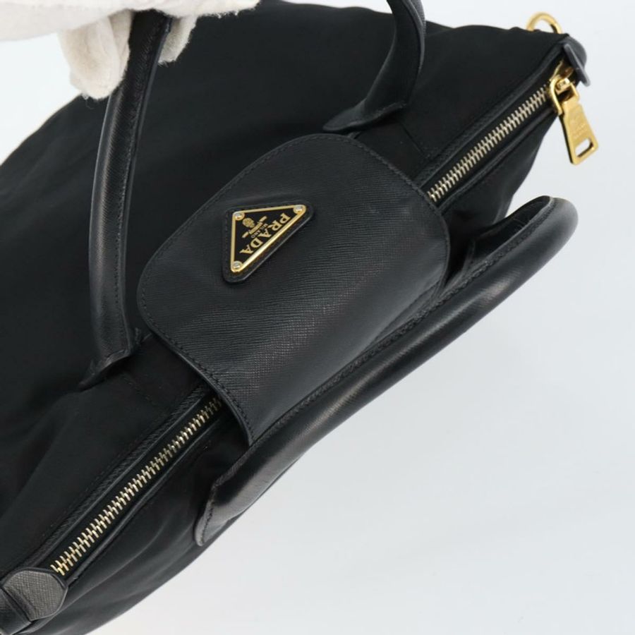 【日本直送】PRADA 尼龍手提包 黑色 金色 正品 148636-5
