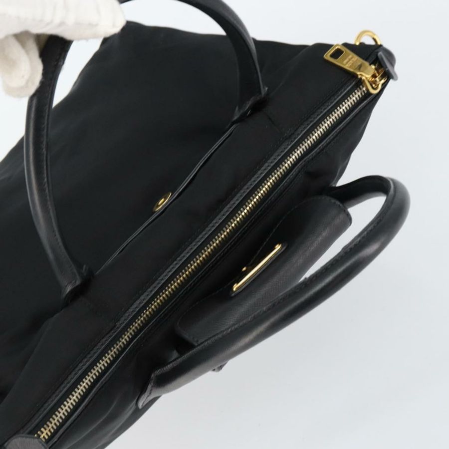 【日本直送】PRADA 尼龍手提包 黑色 金色 正品 148636-8