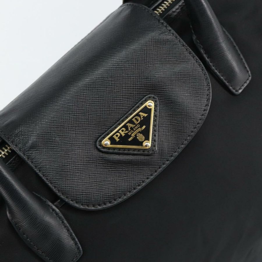 【日本直送】PRADA 尼龍手提包 黑色 金色 正品 148636-17
