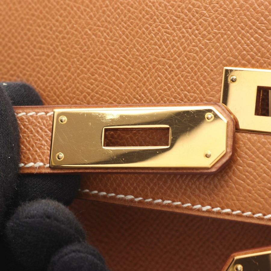 愛馬仕 Kelly 32 單肩手提包 Y 內縫 Courchevel 金色 二手 GHW-9