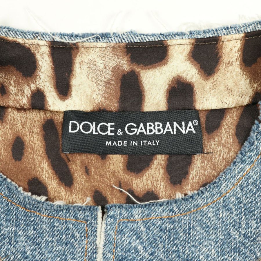 DOLCE & GABBANA 粗花呢牛仔夾克外套 #40 人造絲聚酯棉混紡 海軍藍 二手-2