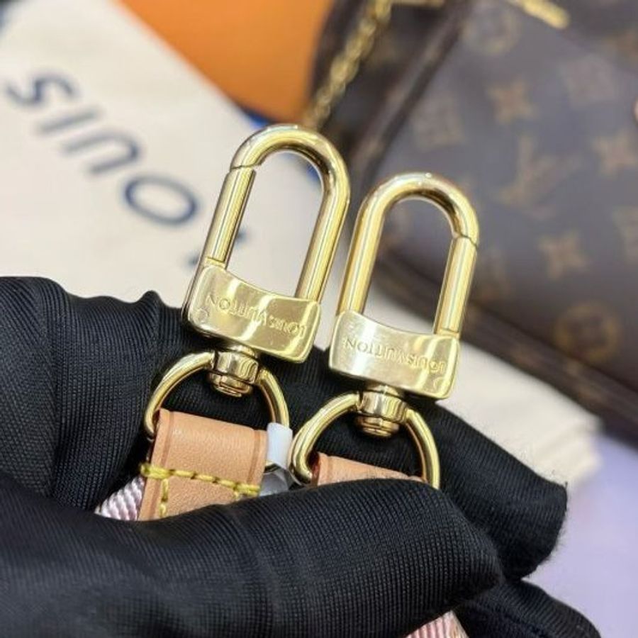 芯片款 路易威登/Louis Vuitton 粉肩帶五合一 老花鏈條包-10
