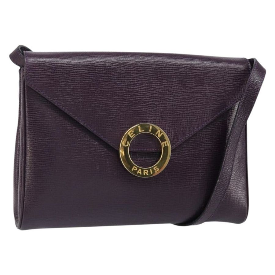 【日本直送】CELINE 圓背包 皮革 紫色 金色 正品 159845V-0