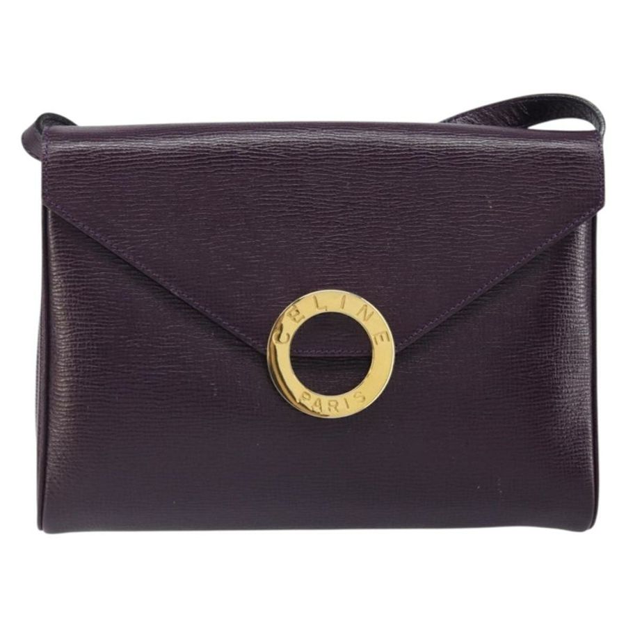【日本直送】CELINE 圓背包 皮革 紫色 金色 正品 159845V-12