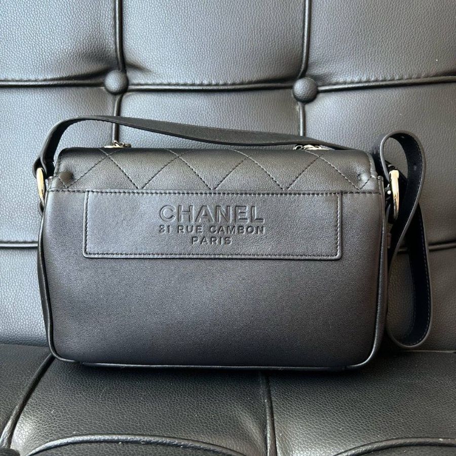 近新品 香奈兒/Chanel 黑銀菱格紋鏈條肩背包-8