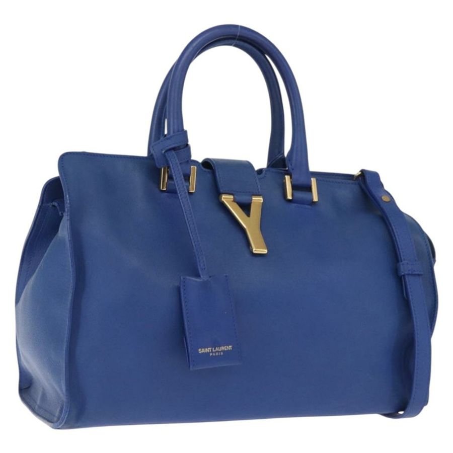 【日本直送】SAINT LAURENT Baby Kabas 手提包 皮革 兩用 藍色 金色 311210 正品 168154-0
