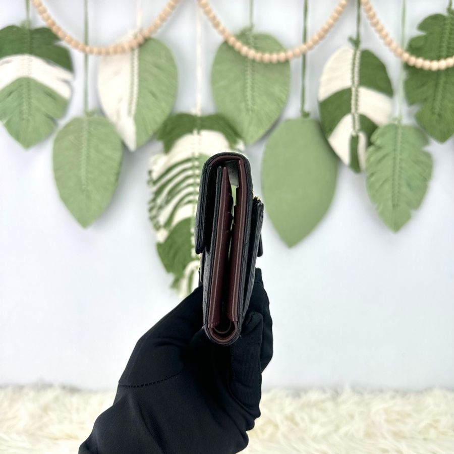 CHANEL 黑金荔皮牛皮三摺銀包 晶片款 全套有單-1