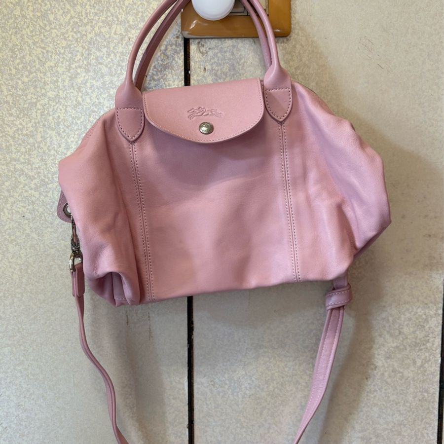 限時大降價~Longchamp 絕版小羊皮 S號 淡粉色95成新 唯底部四角微磨損(正常使用痕跡)-5