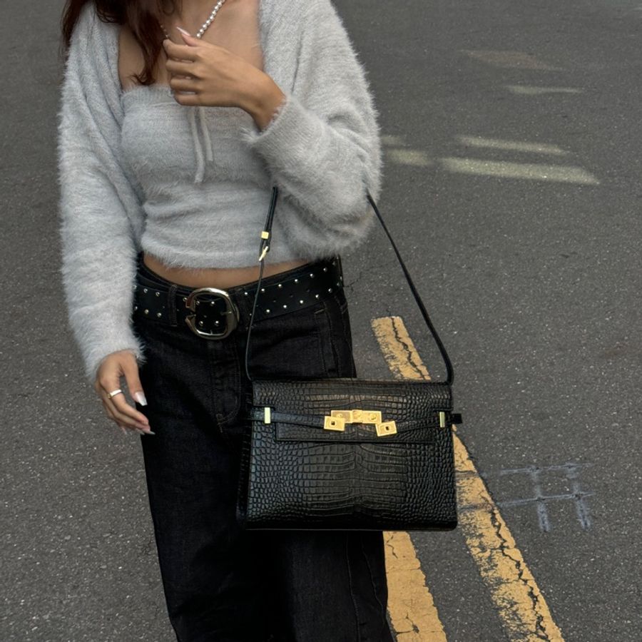 【全新品🎁】 YSL 聖羅蘭 黑金鱷魚紋 Kelly凱莉包(專櫃13.3萬)-5