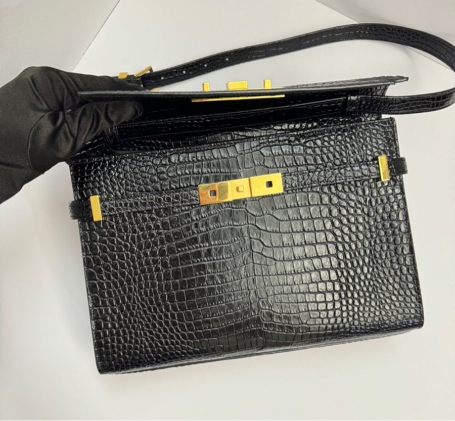 【全新品🎁】 YSL 聖羅蘭 黑金鱷魚紋 Kelly凱莉包(專櫃13.3萬)-10