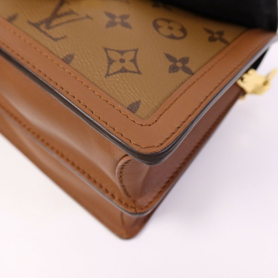 LOUIS VUITTON Monogram Reverse Dauphine MM金扣肩背袋-4