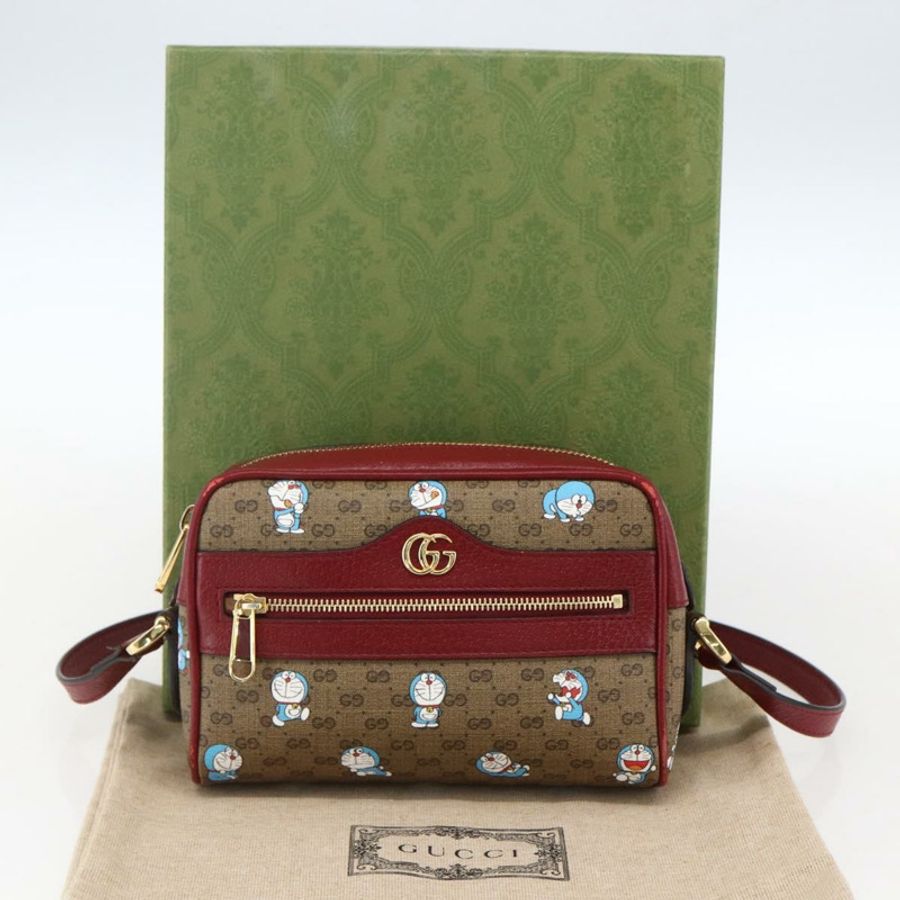 【日本直送】GUCCI GUCCI × 哆啦A夢 Micro GG Supreme 包 PVC 米色 金色 647784 正品 149862SM-11