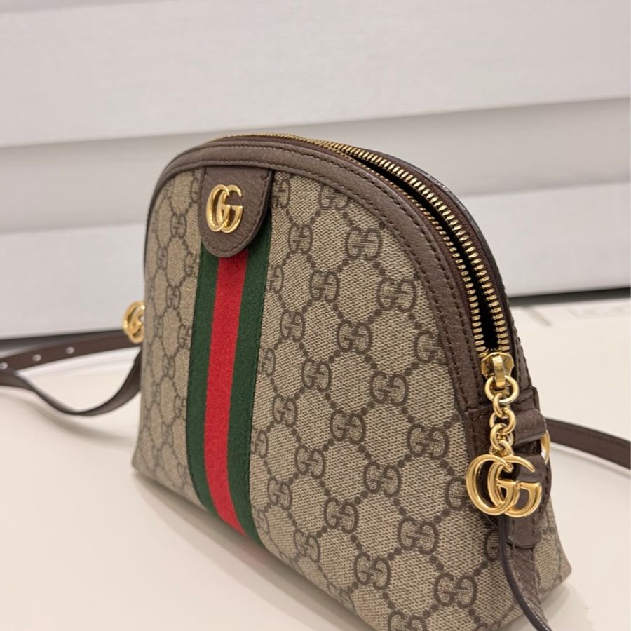 GUCCI 古馳 經典GG帆布印花拉鍊側肩包/斜背包/貝殼包-10