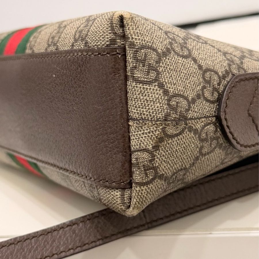GUCCI 古馳 經典GG帆布印花拉鍊側肩包/斜背包/貝殼包-11