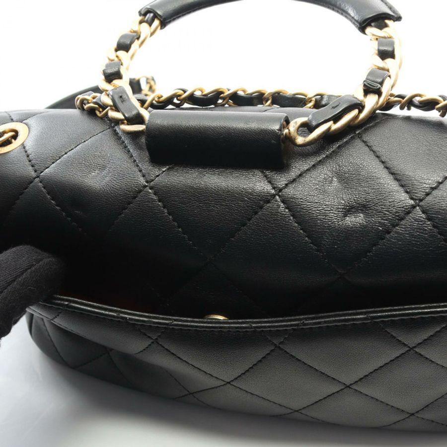 香奈兒 (CHANEL) 絎縫單肩手提包 AS1358 羊皮 黑色 二手 金色五金-8