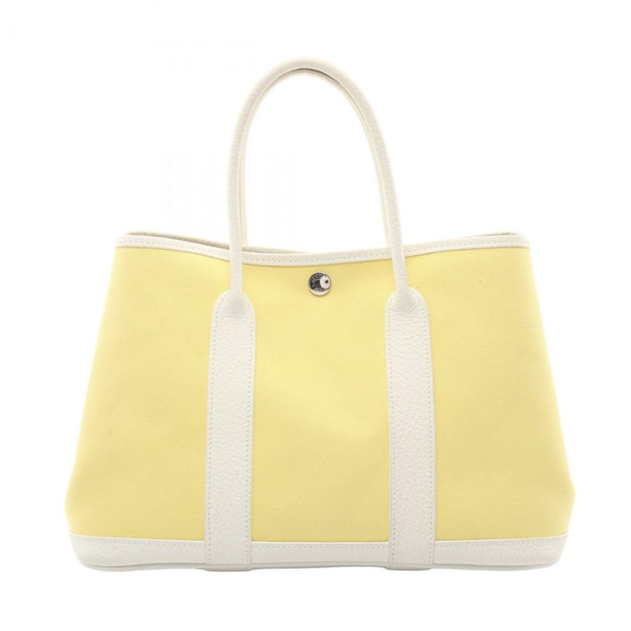 HERMES 花園派對 TPM 托特包 R Toile officier Negonda White Soufre SHW-0