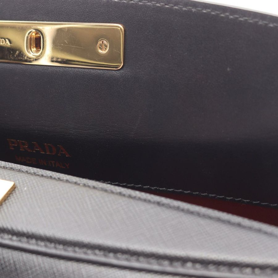 PRADA 圓筒形單肩斜背包,黑色 Saffiano 皮革,二手女款-6
