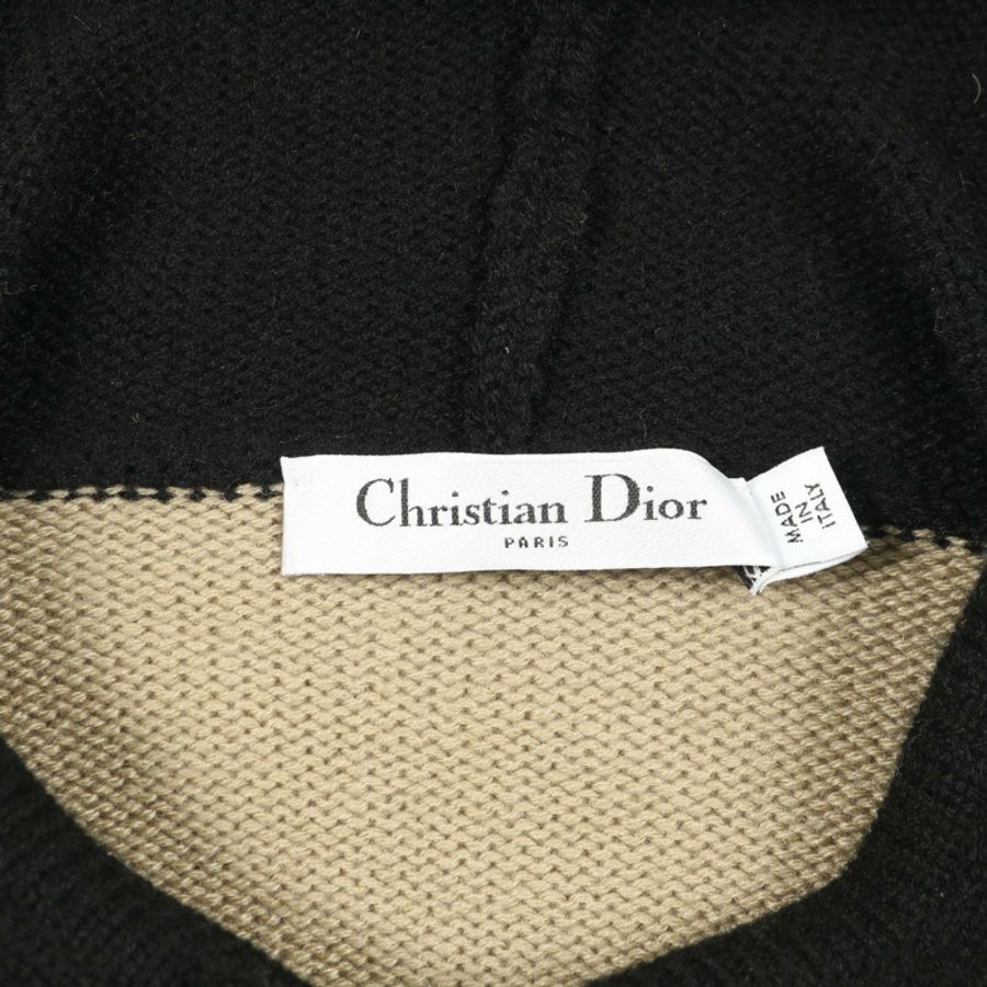 Christia Dior 針織連帽衫 254S56AM054 羊絨米黑 二手 #40-2