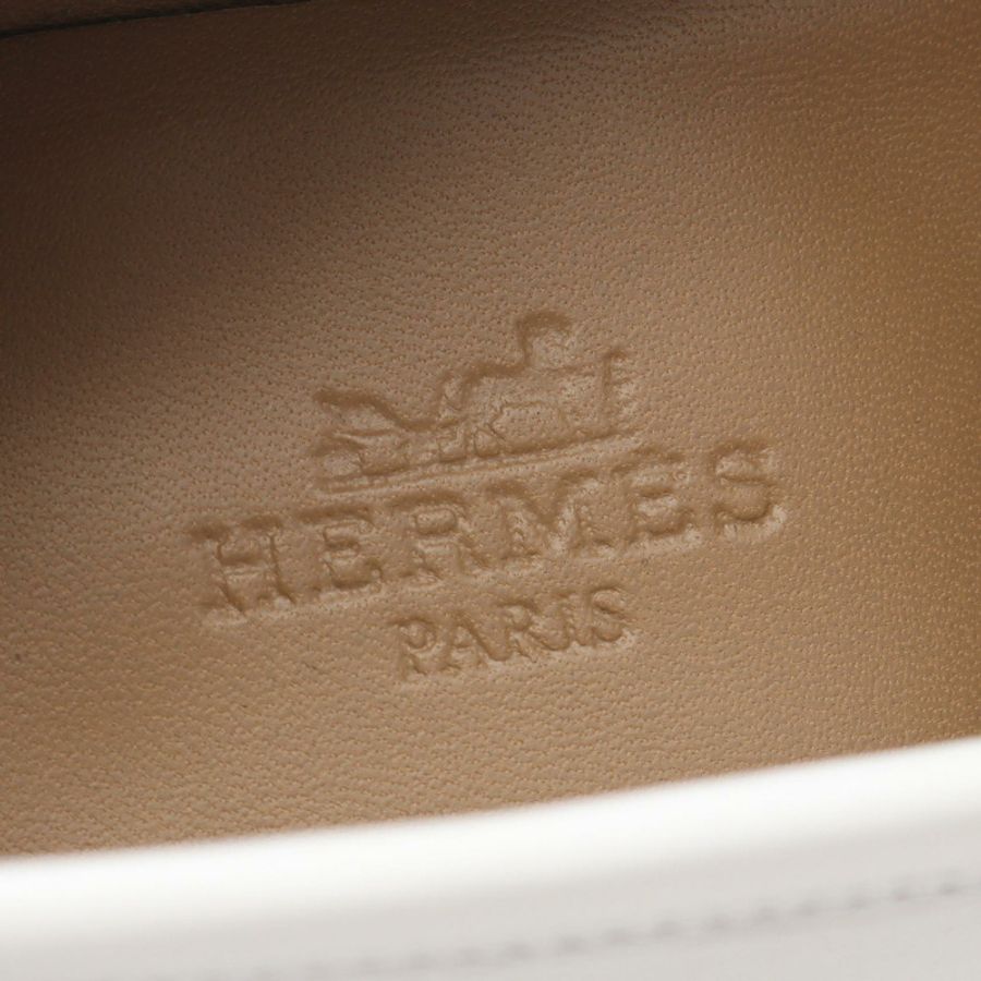 愛馬仕 Paris 樂福鞋 #35 231048Z 白色真皮二手女鞋-4