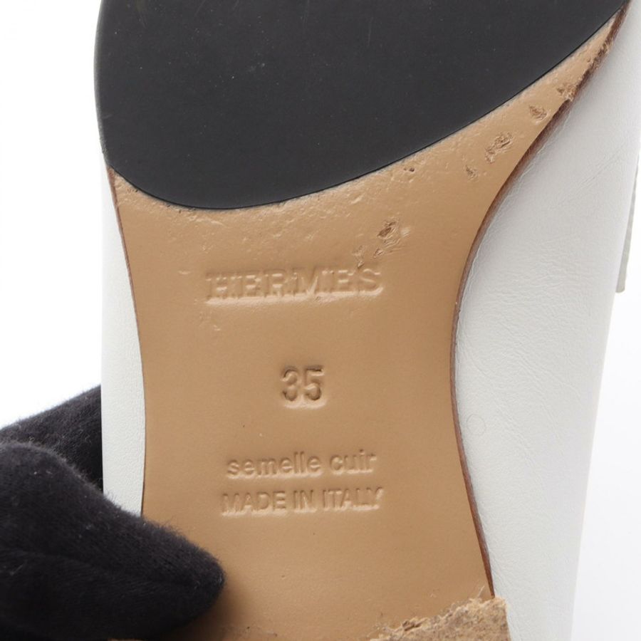 愛馬仕 Paris 樂福鞋 #35 231048Z 白色真皮二手女鞋-6