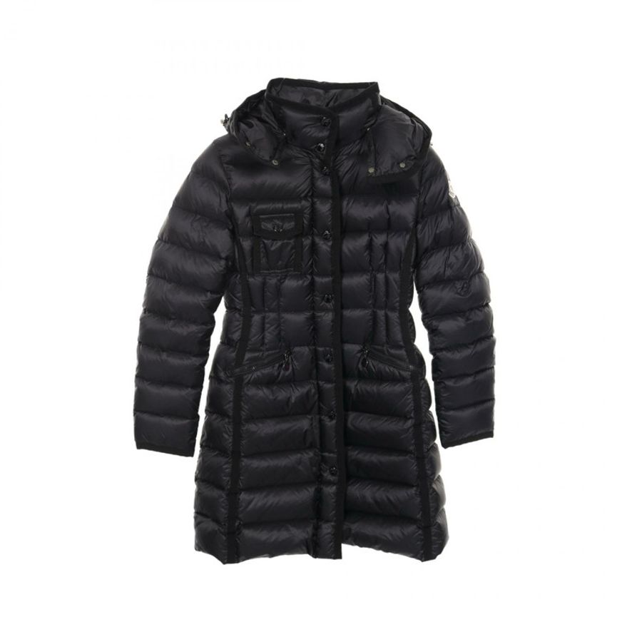 MONCLER HERMINE 長款羽絨外套 尼龍 黑色 二手 女款 0碼-0