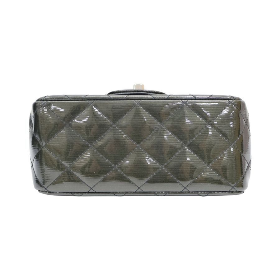 深綠色 菱格紋 漆皮 Mini Classic 肩背包 無卡【CHANEL 香奈兒】 A35200-3