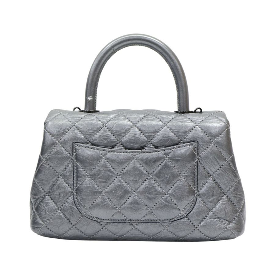 銀色 菱格紋 牛皮 Coco Handle XS 两用包 無卡【CHANEL 香奈兒】 A92990-1