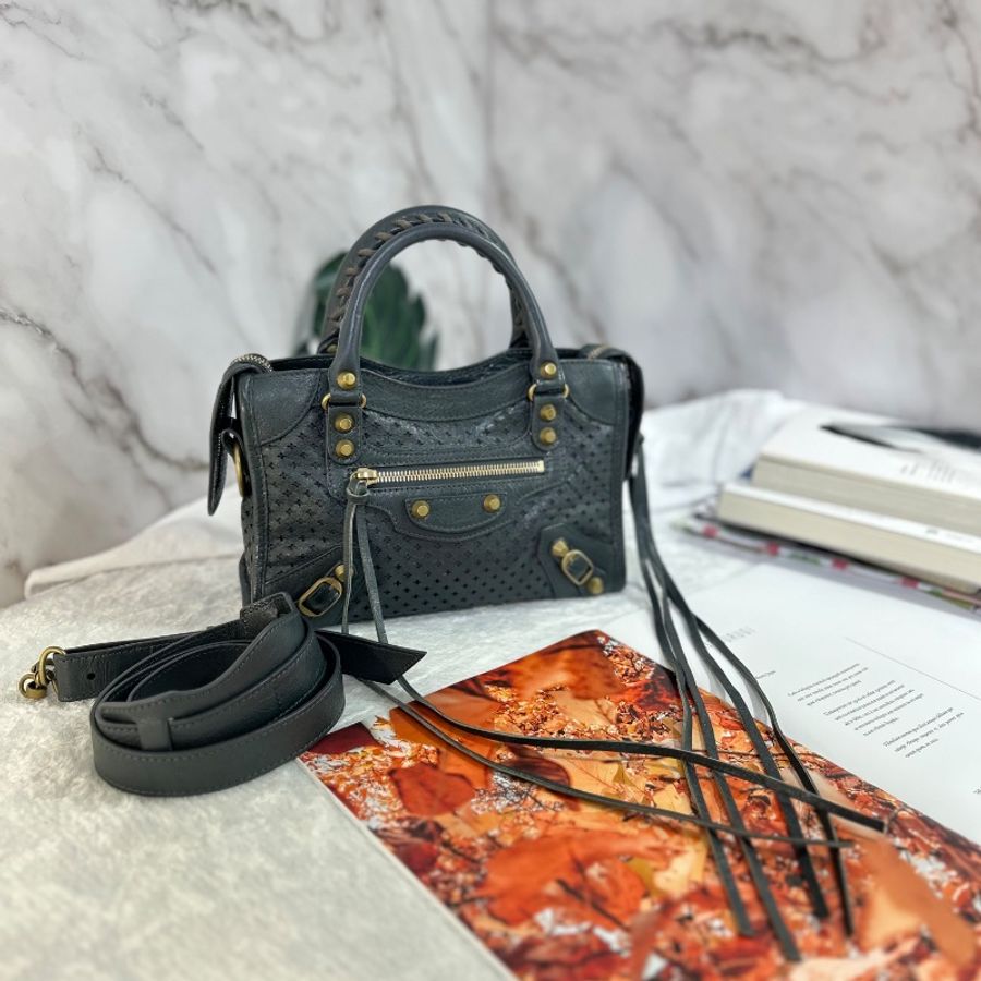 Balenciaga 經典米你機車鏤空手提包斜背包 2021年-0